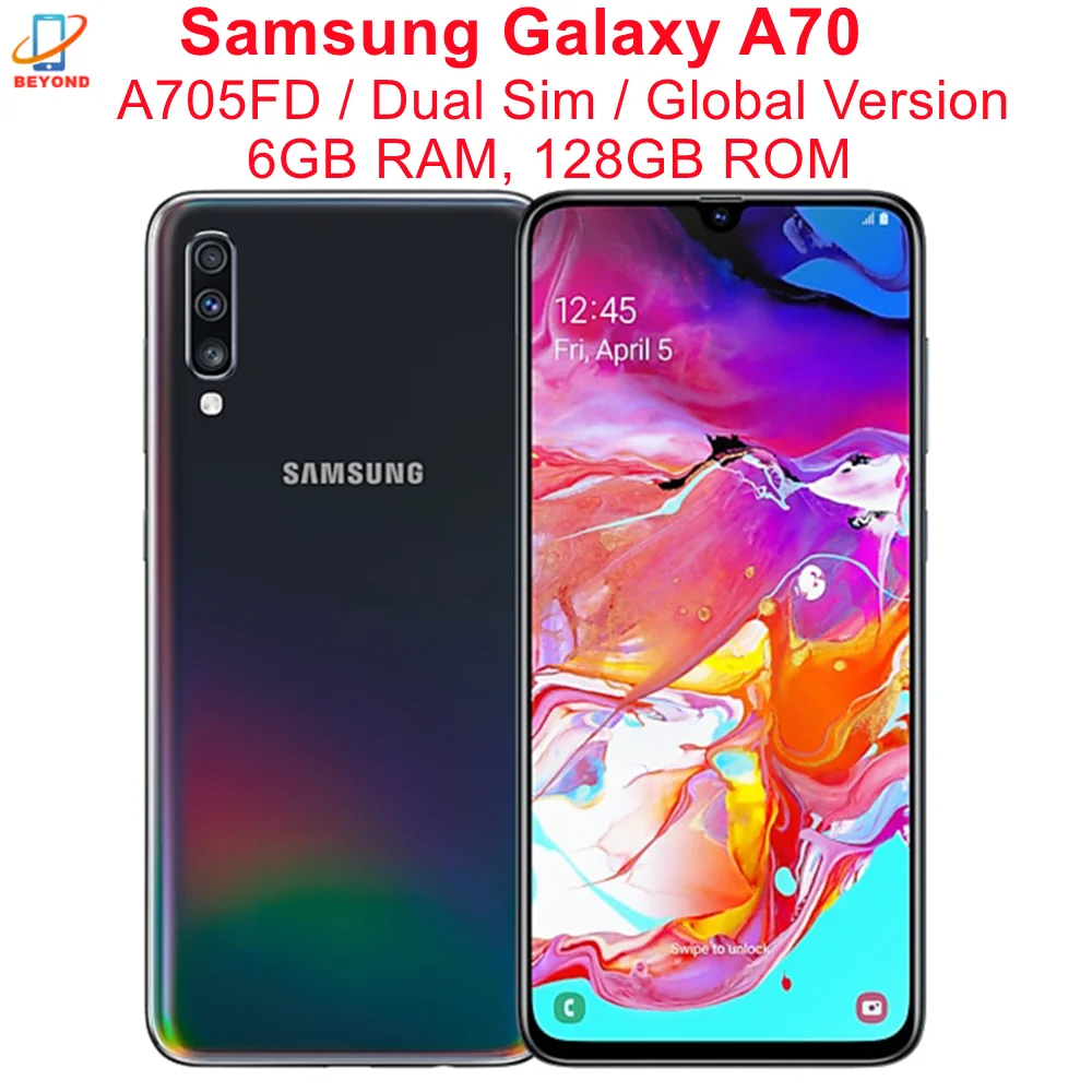 Сотовый телефон Samsung Galaxy A70 A705FD поддержка двух Sim-глобальная версия 6 ГБ ОЗУ 128 Гб