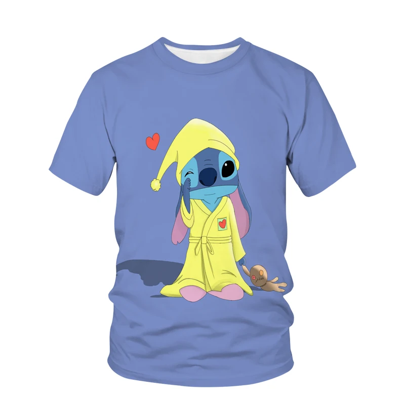 

Футболка Мужская/женская с круглым вырезом, повседневная тенниска с принтом Лило и Стич, майка с короткими рукавами, лето 2022