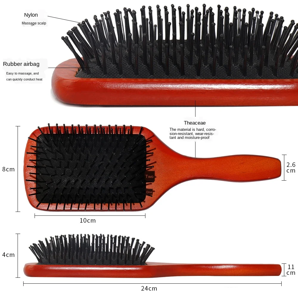 

Air Cushion Air Bag Hairdressing Straw Comb Straight Hair Curly Hair Comb Scalp Solid Wood Massage Comb Detangling Comb