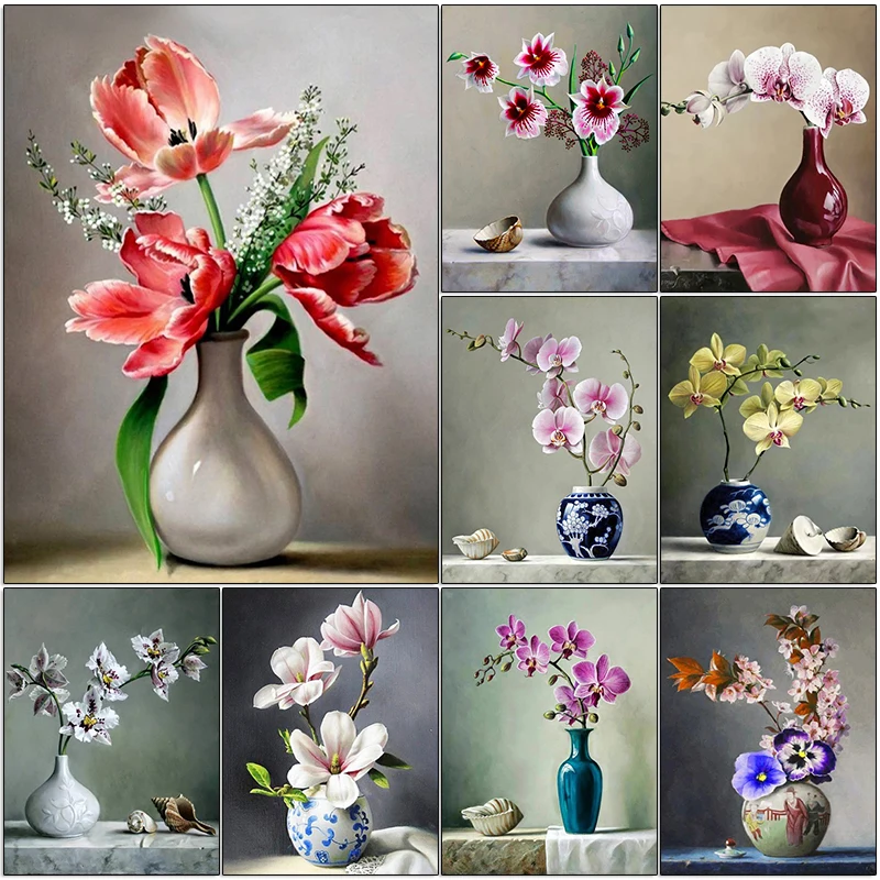 

5D DIY Diamond Embroidery Orchid Rhinestone Picture Flower Diamond Painting Vase Mosaic Cross Stitch New Arrival Home Decoration