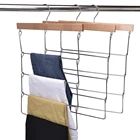 Роскошная многофункциональная деревянная вешалка для брюк, 4-уровневый органайзер, складные вешалки для брюк для одежды, для экономии места в шкафу