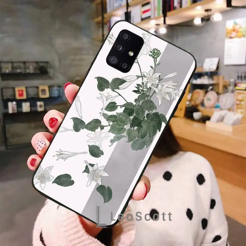 

Chinese Flower Phone Case For Samsung A51 A52 A71 A50 A12 A21S S8 S9 S10 S20 S21 Plus Fe Ultra