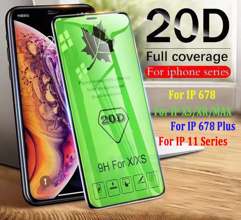 Sinzean 100 шт для IPHONE 11 Pro MAX/678 Plus 20D полное покрытие из закаленного стекла для IPHONE XS MAX/XR большой радиус защиты экрана