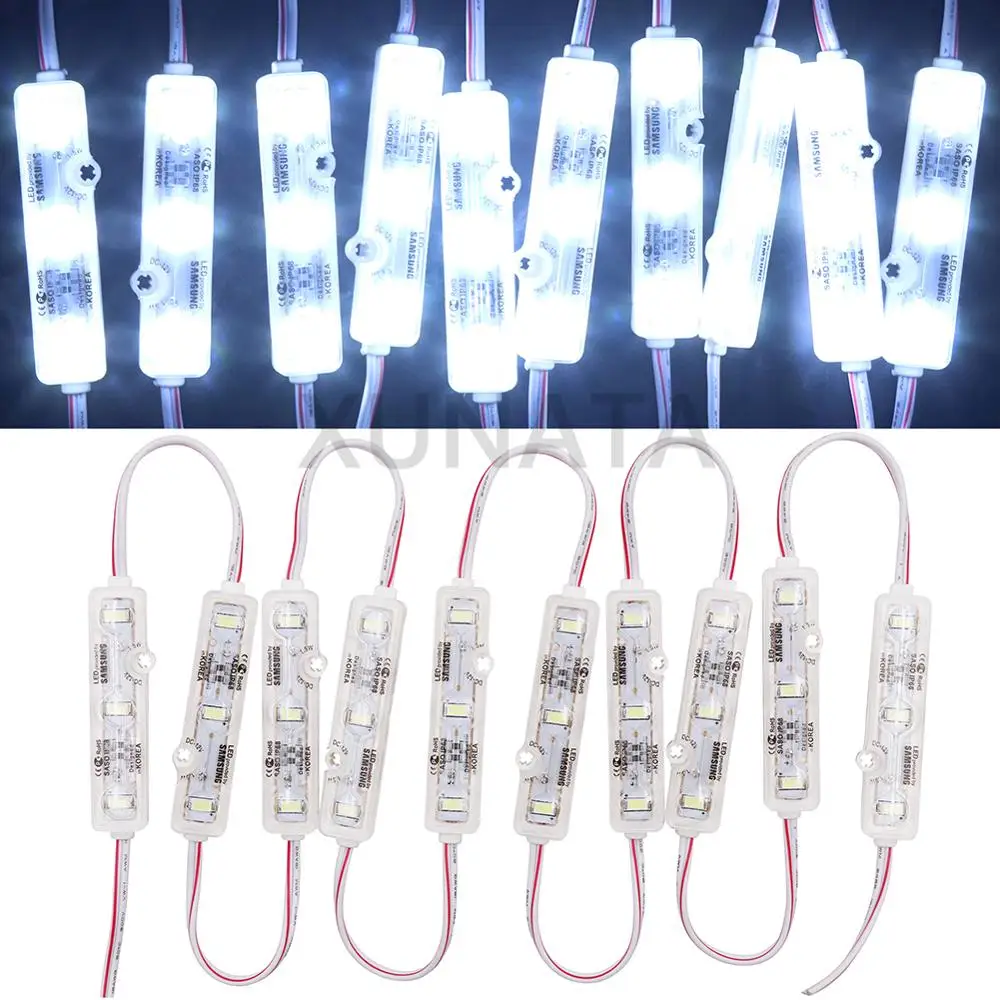 

DC12V SMD 5630 Samsung LED Modules Lighting IP68 Waterproof 3 LED Mirror light Back Lights Red Blue Green White Led Module Chip