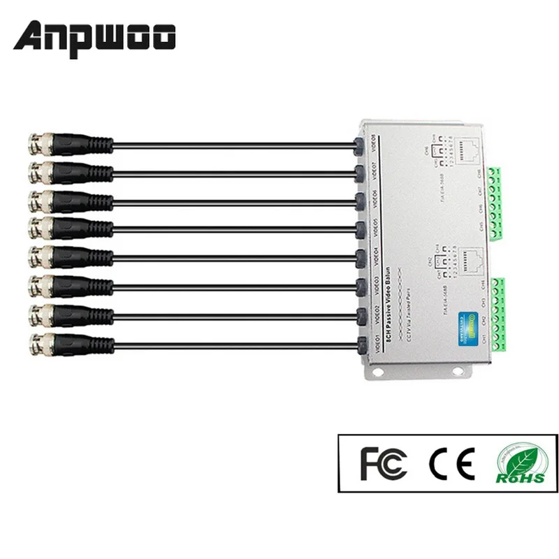 

ANPWOO 8 CH HD 720P/1080P пассивный видео балун приемопередатчик RJ45 BNC UTP Cat5/5e/6 кабель видео передача для CCTV камеры DVR