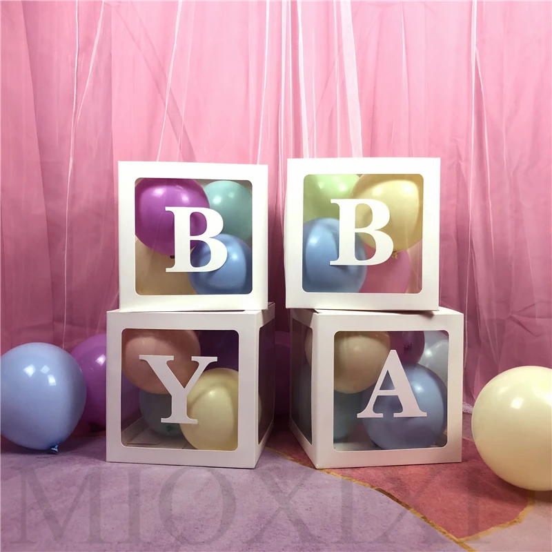 

Transparent Name Age Box Girl Boy Baby Shower Decorations Baby 2 1st 1 One Birthday Party Decor Gift Baby Shower Supplies