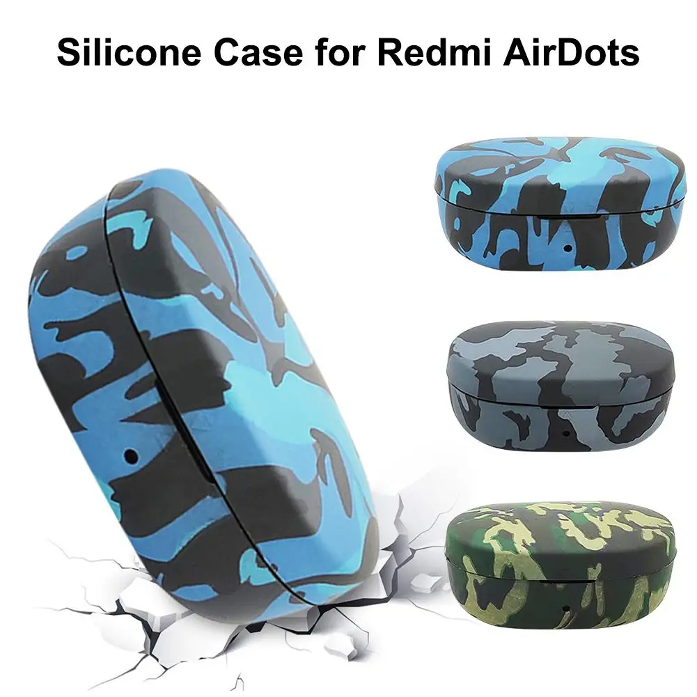 

Earphone Case Cover For Redmi Airdots Blue Wireless Silicone Sleeve Shatter-Resistant Waterpoor Camouflage Shell