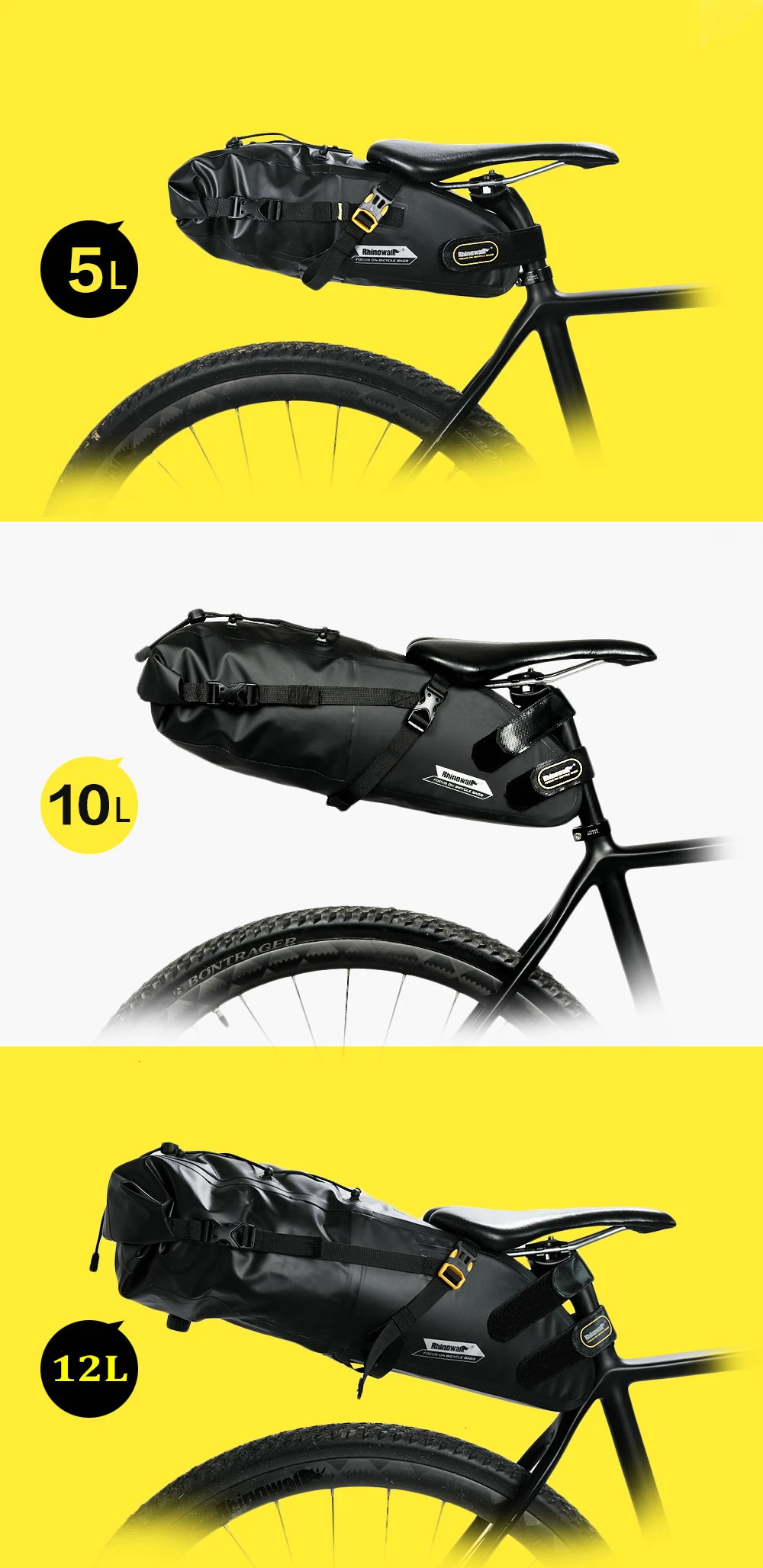 RHINOWALK 10L 12L полностью водонепроницаемая велосипедная седельная сумка для шоссейного горного велосипеда, велосипедная задняя стойка, сумка для багажа, Аксессуары для велосипеда