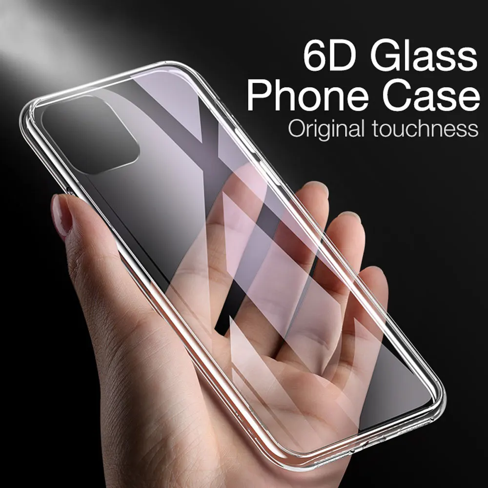 Прозрачный стеклянный чехол для Iphone 11 Pro Max 2019 телефона мягкий TPU Edge Coque iPhone Xs Xr X 7 8 6S