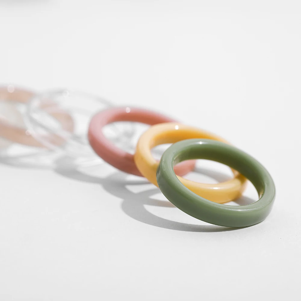 

Fashion Colorful Transparent Acrylic Resin Square Round Chunky Rings for Women Vintage Tortoise Finger Knuckle Rings Jewelry