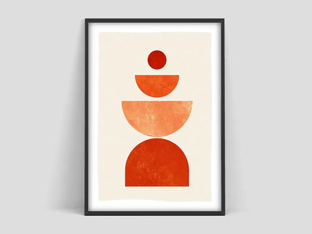 Плакат абстрактного искусства ярко оранжевый современного стены Винтаж