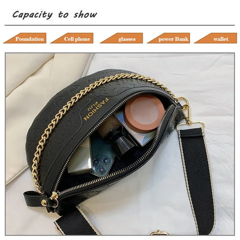 

Thick Chain Women's Fanny Pack Plaid Leather Waist Bag Shoulder Crossbody Chest Bags Luxury Designer Handbags Female Belt Bag