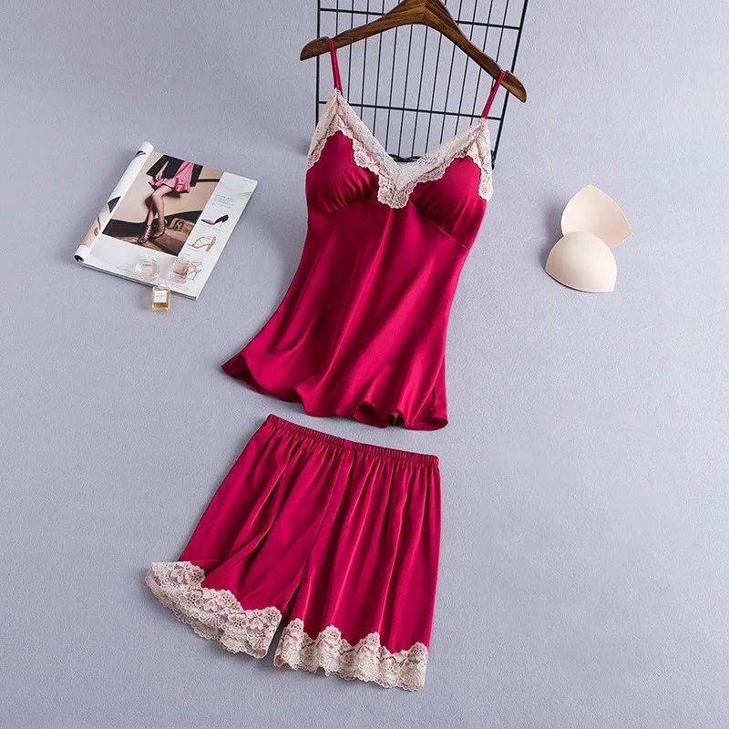 Пикантная кружевная Пижама на бретельках атласная пижама из 2 предметов рубашка
