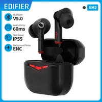 edifier hecate gm3 tws gaming earbuds wireless earphones bluetooth 5 0 60ms low latency ip55 waterproof e sport
