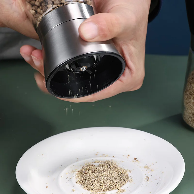 

Salt and pepper grinder pulverizer stainless steel spice jar pepper grain mill sprayer seasoning bottle kitchen canister sets
