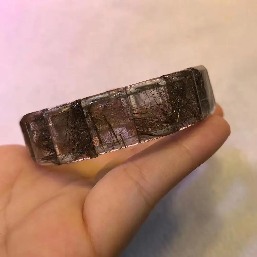 Браслет из бразильского натурального серебра с рутилированными кварцевыми