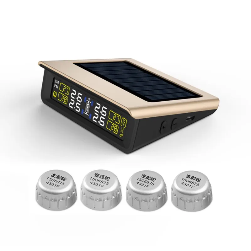 Авто Беспроводная PSI/бар солнечная система контроля давления в шинах TPMS