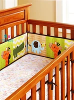 4pcs animal embroidery newobrn crib bumper safety roll cute baby bedding kids protective fence around for babies christmas gift