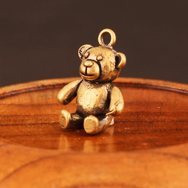 Медный кулон в виде мультяшного медведя ручной работы металлическая латунная игрушка животных мужской