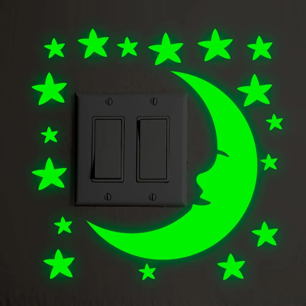 Moon Star Luminous Switch Sticker Glow in the Dark Wall Stickers Home Decor Kids Room Decoration Decal | Дом и сад