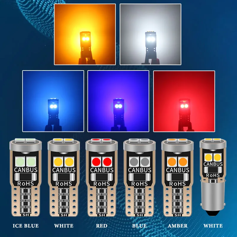 

10X T10 LED W5W BA9S автомобильный интерьерный светильник canbus 194 501 6SMD 3030 светодиодный инструмент освещение s Клин для лампы пластины купольный светс...