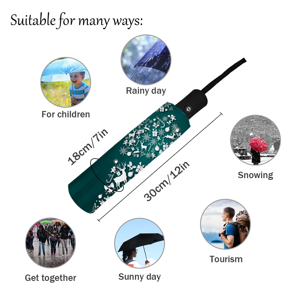 Фантазия Рождественская елка трехскладной Зонт ветростойкий складной полностью