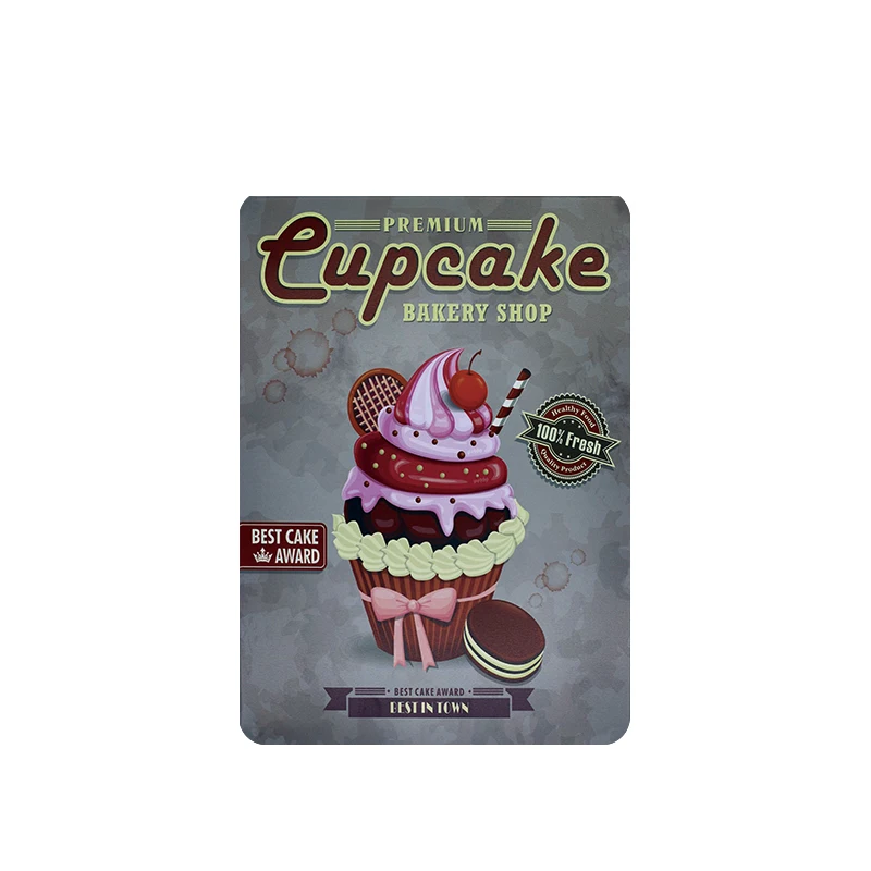 Пицца \ лед торт тусклый сум еда постер потертая шикарная жестяная металлическая