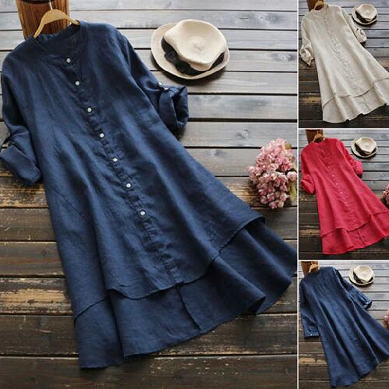 

Long Sleeve Shirt Women Solid Color Soft Loose Fashion Casual Loose Solid Long Blouse Summer Casual Ladies Office Shirt Dresses