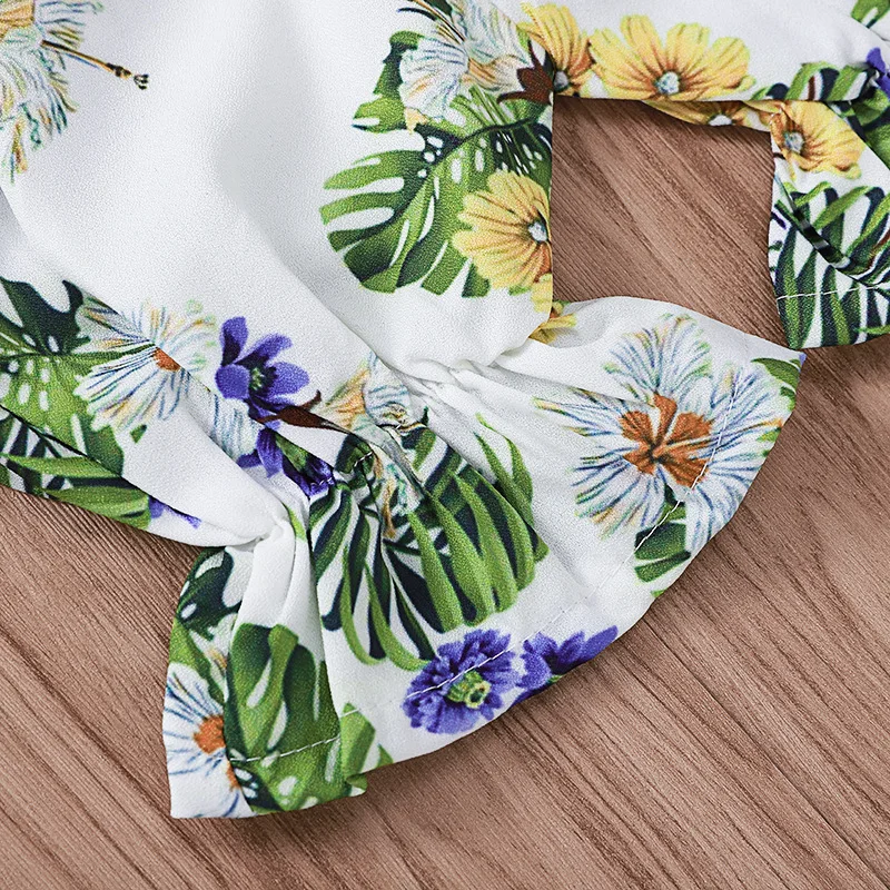 Комбинезон с цветочным рисунком для новорожденных Летняя одежда без рукавов