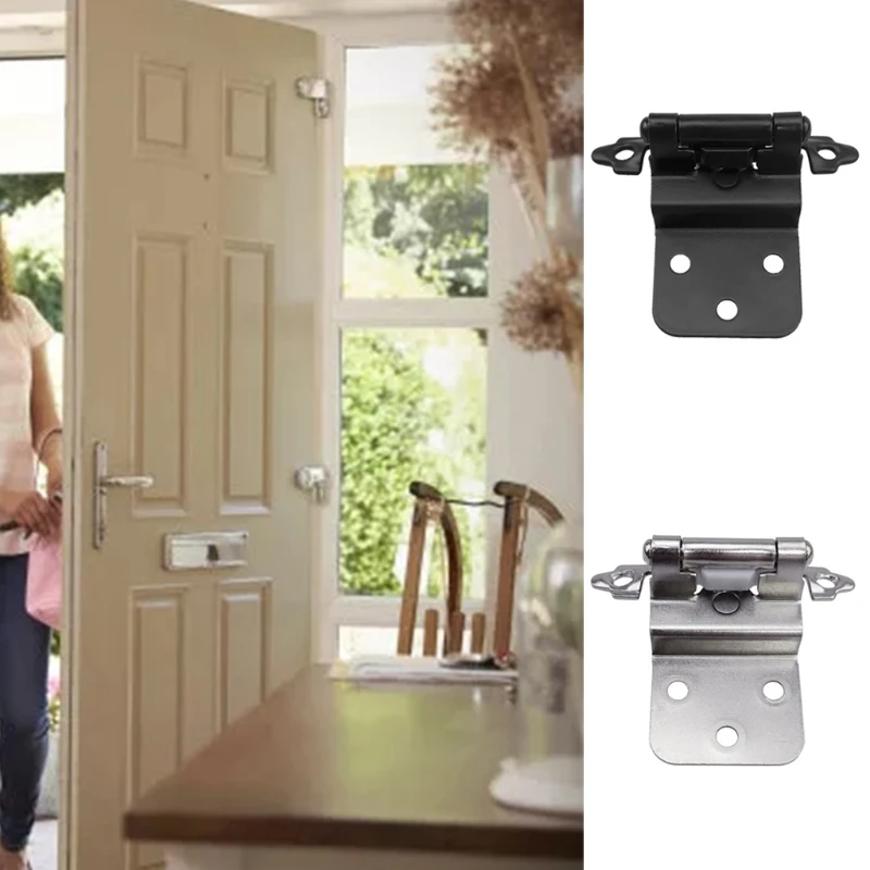 

P31E 30 Packs Inset Kitchen Cabinet Door Hinges Face Frame Matte Black Self Closing Cupboard Hinges Black/Silver Hardware