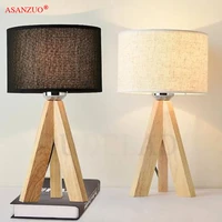 modern book lamps e27 reading lighting fixture wooden table lamp with fabric lampshade wood bedside desk lights
