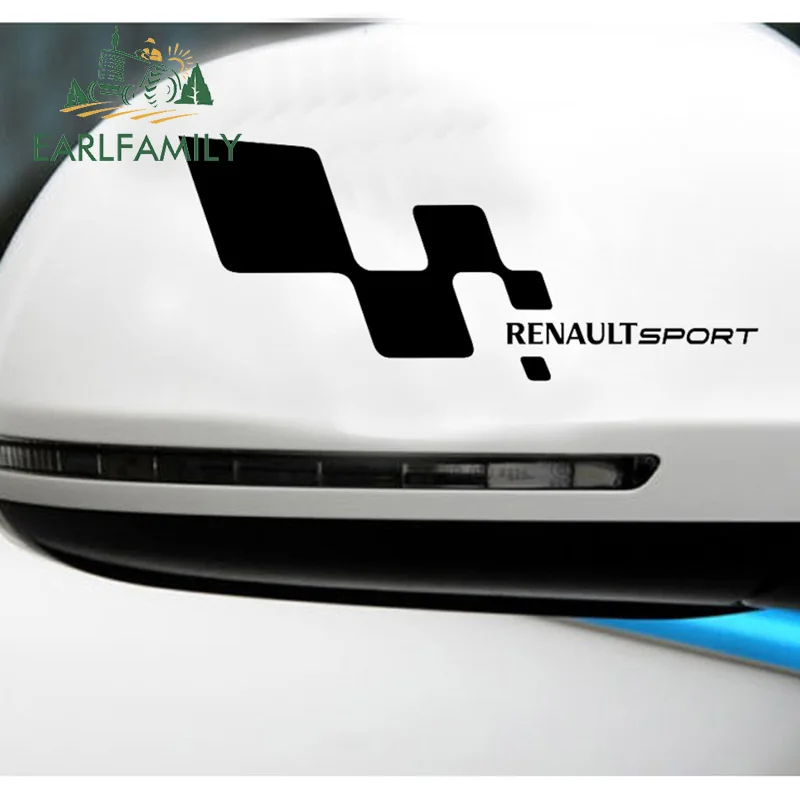 EARLFAMILY 18 см x 15 см 2x Renault Спорт, автомобильный стикер клетчатый флаг шаблон силуэт художественный Декор виниловая наклейка бампер черный/серебристый