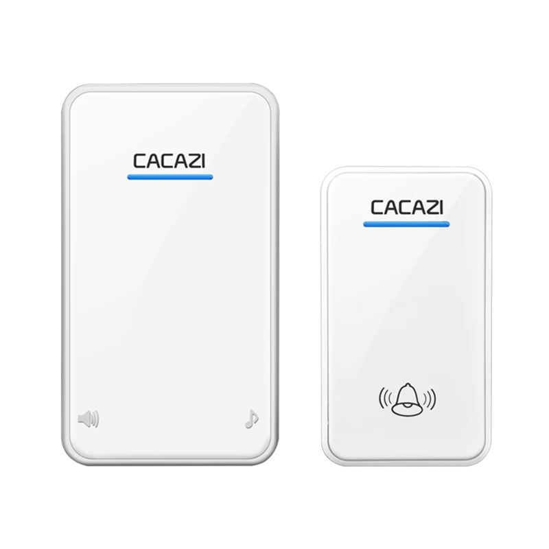 Водонепроницаемый беспроводной дверной звонок CACAZI, светодиодный светильник, Батарейная кнопка, 300 м, дистанционный Домашний Беспроводной звонок, 6 громкости, 48 колокольчиков, штепсельная вилка европейского стандарта - Цвет: Серебристый