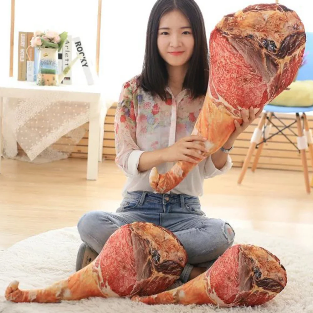 

1PC Prank Vivid Ham Pillow Funny Food Pillow Gift Bacon Food Bolster Decor(50CM)
