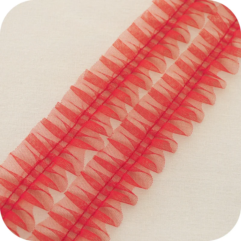 1 метр плиссированная сетчатая кружевная лента из органзы ширина = 5 см 2 дюйма