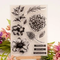 1pc flowers plants transparent clear silicone stamp seal diy scrapbooking rubber stamping coloring diary decoration reusable