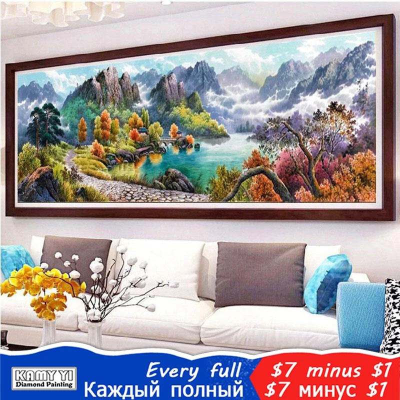 KAMY YI полностью квадратная/круглая дрель 5D DIY Алмазная картина &quotГорный пейзаж&quot
