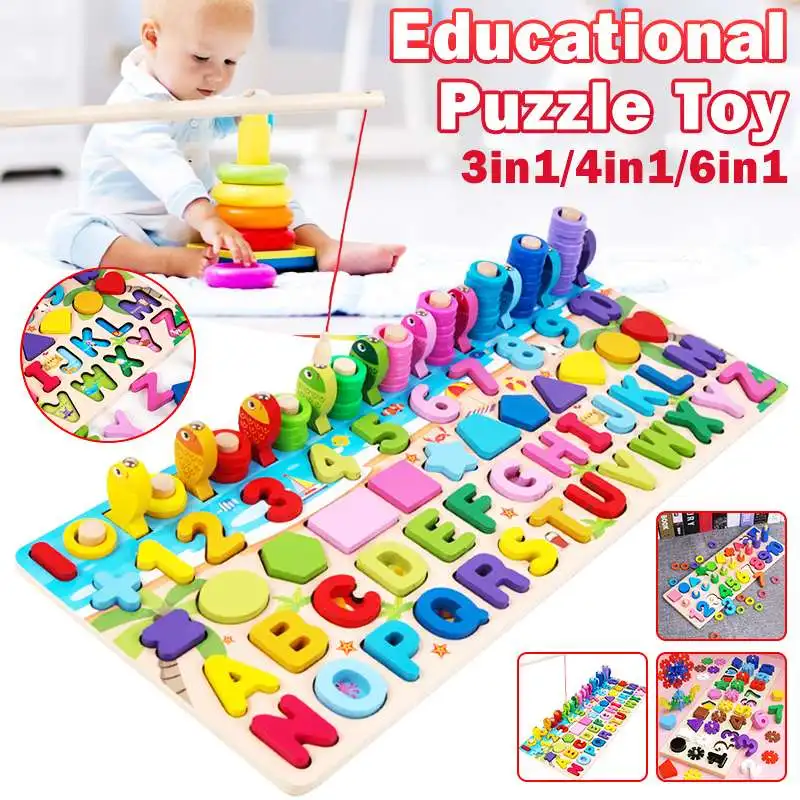 

Montessori Educational Wooden Toys For Kids Board Math Fishing Count Numbers Digital Shape Match Early Education Child Gift Toy