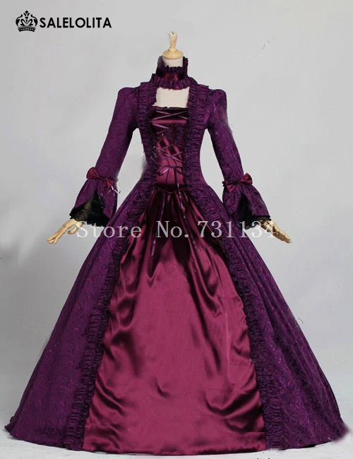 

Purple Victorian Dress Gothic Brocade Ball Gown Costume Renaissance Victorian Steampunk Dress Gown Halloween Party Dress