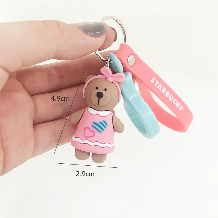 Новые рисунки из мультфильма ПВХ медведь брелок ледяные Медведи Милый Забавный Рождественский медведь кулон брелок пара Llaveros Porte Clefs ювелирные изделия подарок
