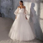 Милое Тюлевое ТРАПЕЦИЕВИДНОЕ свадебное платье на тонких бретельках 34 с пышными рукавами на шнуровке платье невесты