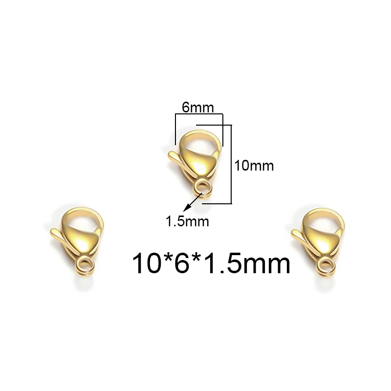 10mm Semitree 25 шт. Нержавеющая сталь золотистый и черный карабины бижутерии, материал для рукоделия Цепочки и ожерелья Аксессуары для изготовления браслетов 9/10/12/15 мм - Цвет: 10mm