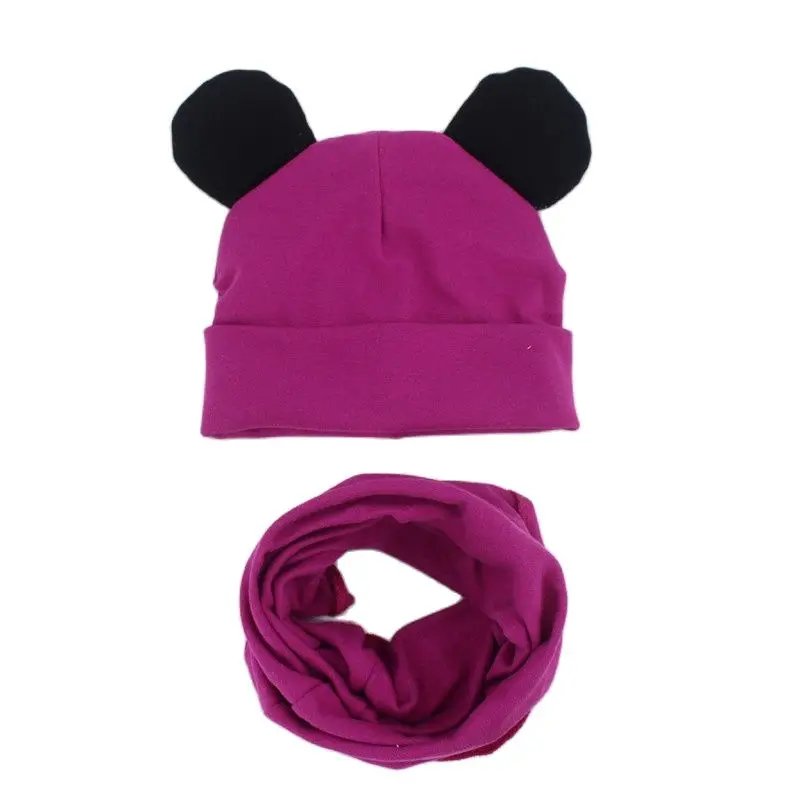 Весенне-осенний Детский комплект с шапочкой и шарфом Однотонный детский шейный