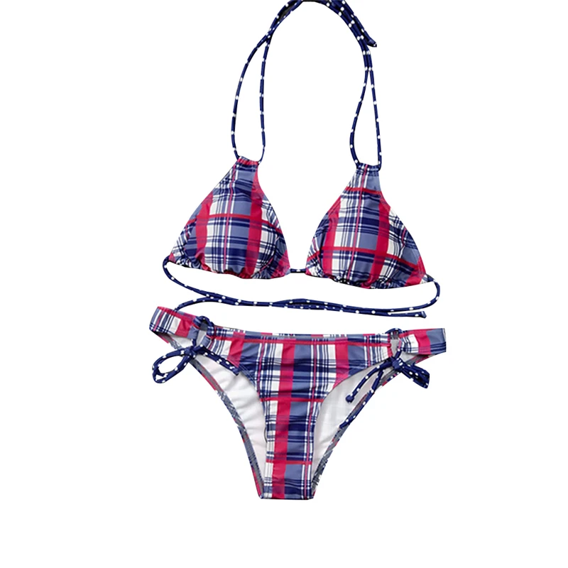 Женский бандажный комплект бикини с чашками пуш-ап пикантный купальник пляжная