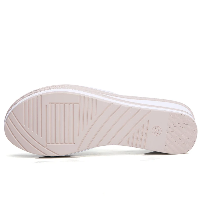 Летняя тапочка на платформе и высоком каблуке женские тапочки из натуральной