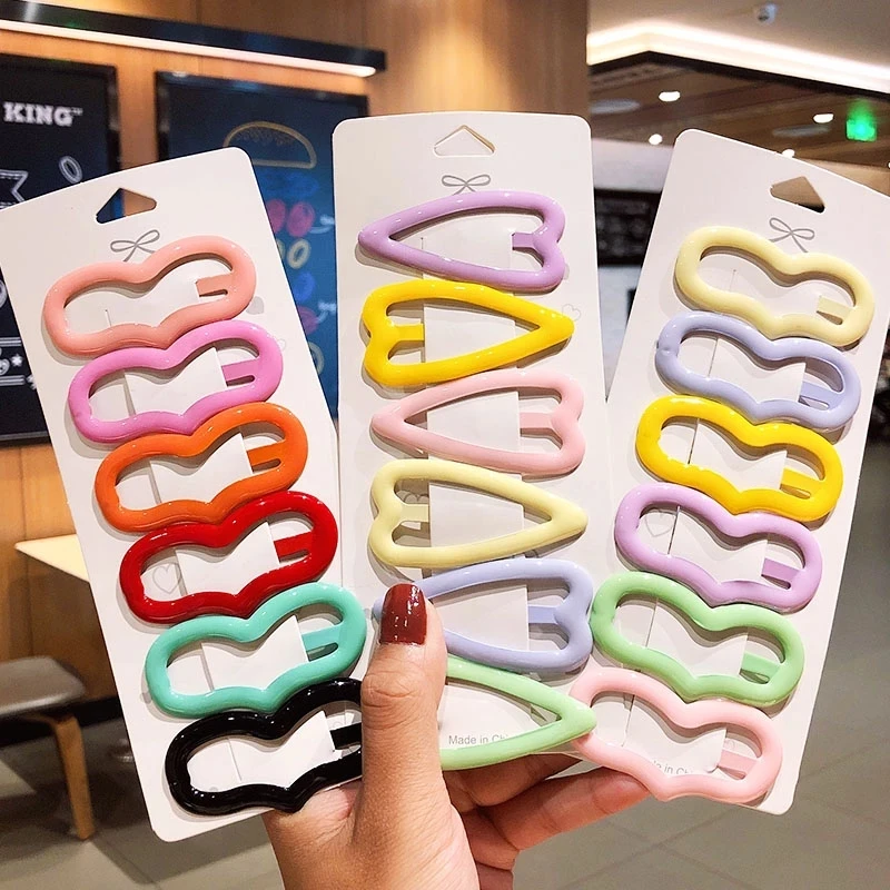 

6 шт./компл. новые женские милые красочные треугольные заколки для волос с сердечками, милые заколки для волос, заколки, украшения для волос, ...