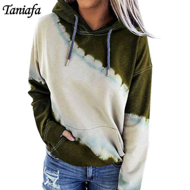

Women Autumn and Winter Loose Long-sleeved Hooded Sweatshirt Tie-dye Printed Sweatshirt