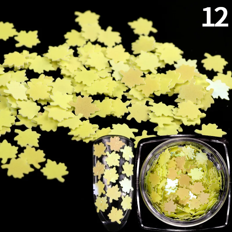 1 коробка блестящая голографическая палитра блесток для ногтей кленовый лист