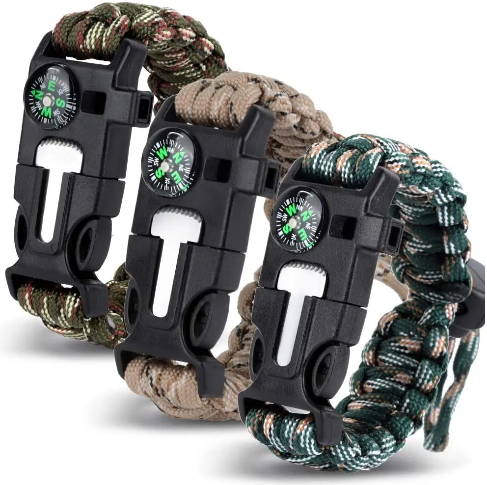 

Bracelet Multifunctional Umbrella rope Wristband Adjustable Military Survival Bracelet Compass For Men Outdoor Camping Emergency