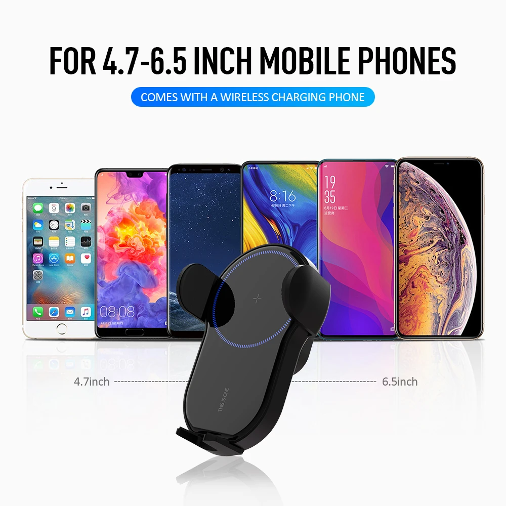 Это одно автомобильное беспроводное зарядное устройство Qi 15 Вт для iPhone Xs Max Xr X samsung S10 интеллектуальная быстрая Беспроводная зарядка Автомобильный держатель для телефона